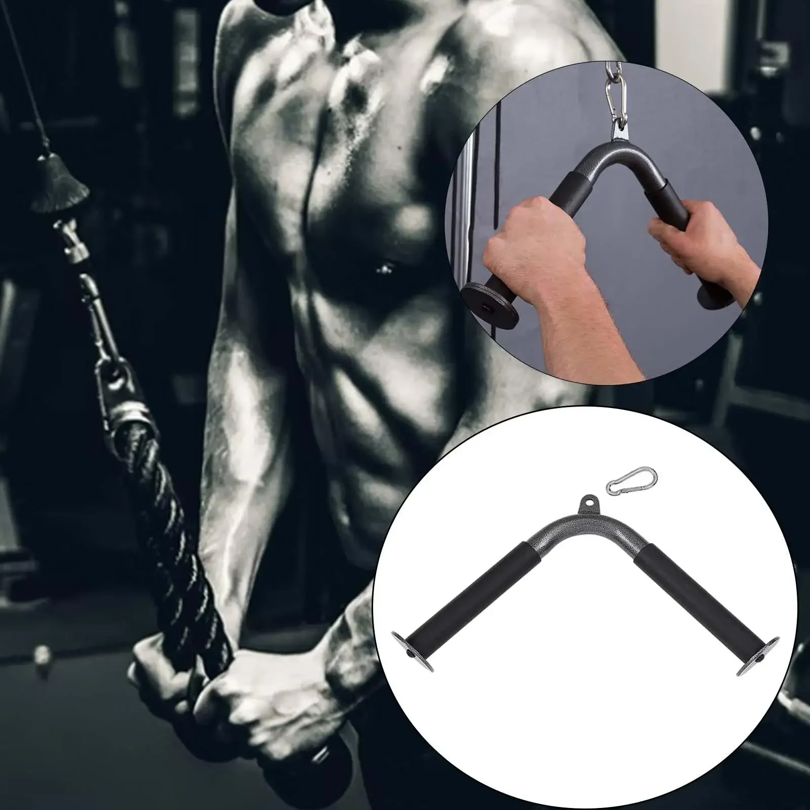 V Shaped Tricep Press Down , Pull Down Cable Machine Handle Attachment Double Handle for Workout, Gym, , Weight Lifting Maap