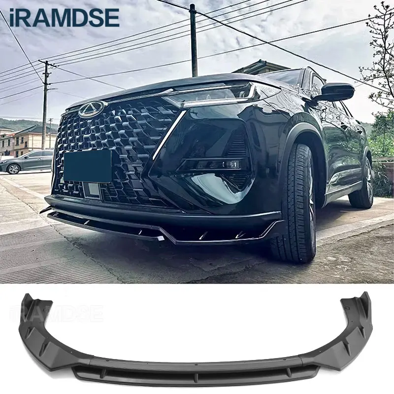 Front Bumper Lip for Chery Tiggo 8 Pro Air Splitter Car Body Kit Spoiler 2022 To 2024 Black Skirts Accessories