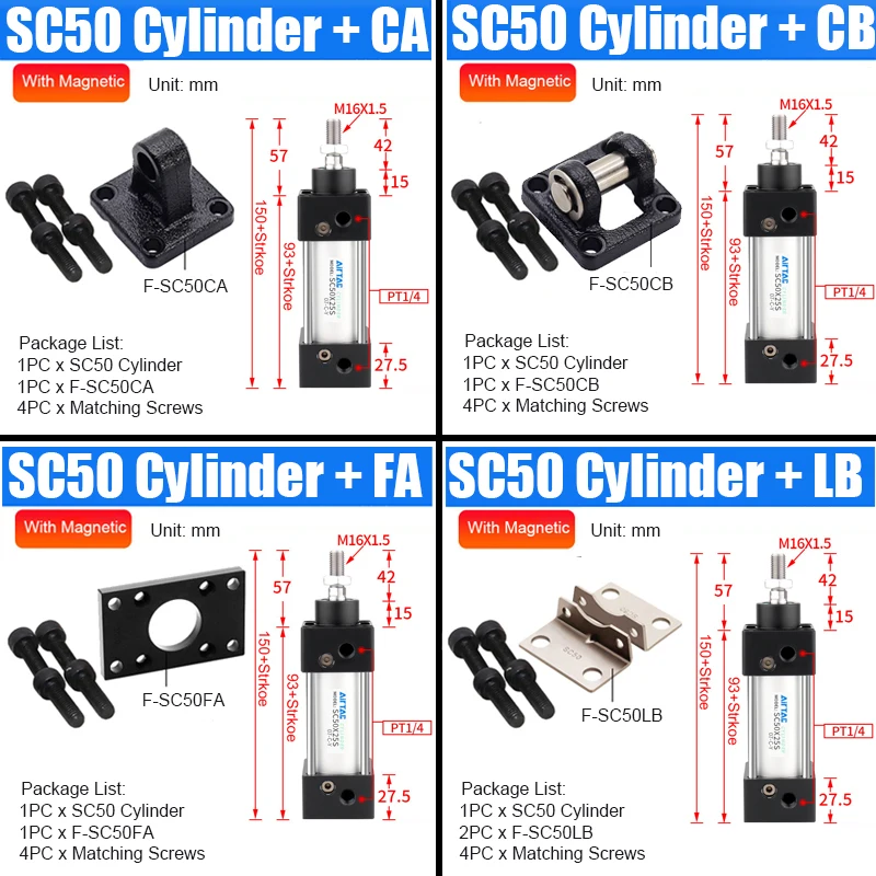 SC50 Pneumatikzylinder - Hochfester Aluminiumlegierungs-Pneumatikantrieb mit 50 mm Bohrung für Verpackungen - AirTac – Detail 1