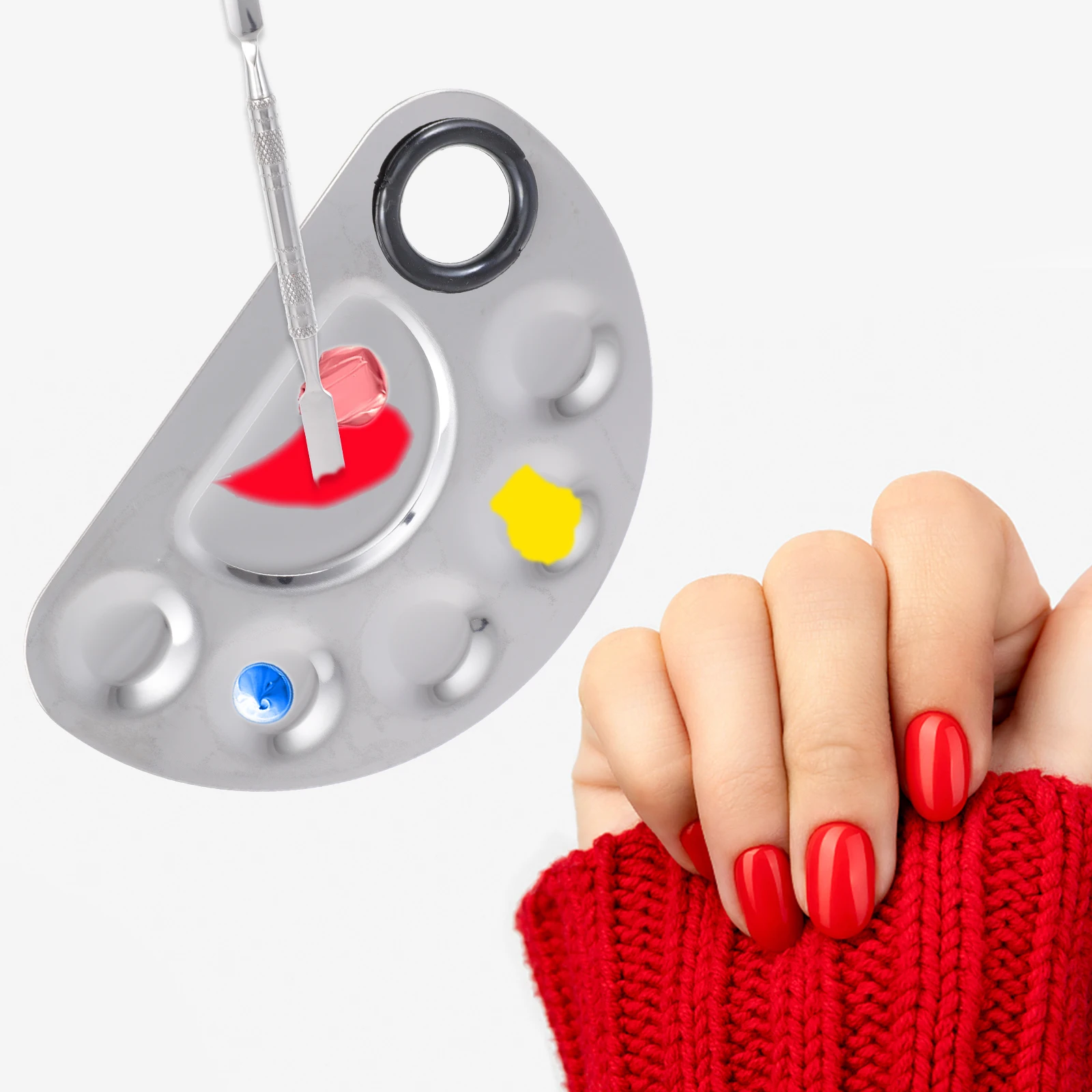 

Practical Manicure Color Mixing Plates Stainless Steel Makeup Nail Art Multipurpose Paint Boards Trays Salon Child