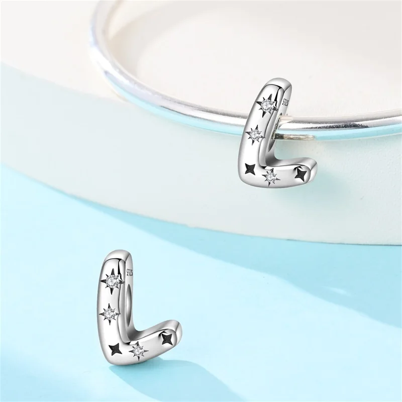 Silver 925 26 Letter A-Z Alphabet Charm Fine Beads Fit Original Charms Silver Bracelet DIY Fine Jewelry for Women Gifts Making