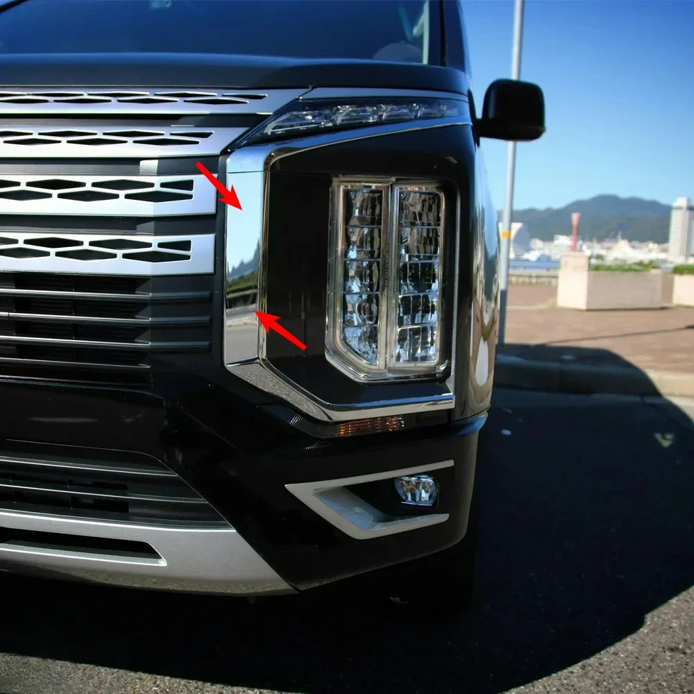 For Mitsubishi Delica D:5 2019 2020 ABS chrome front Fog Lights Cover Head Headlights Lamp Decoration Stickers Car Accessories