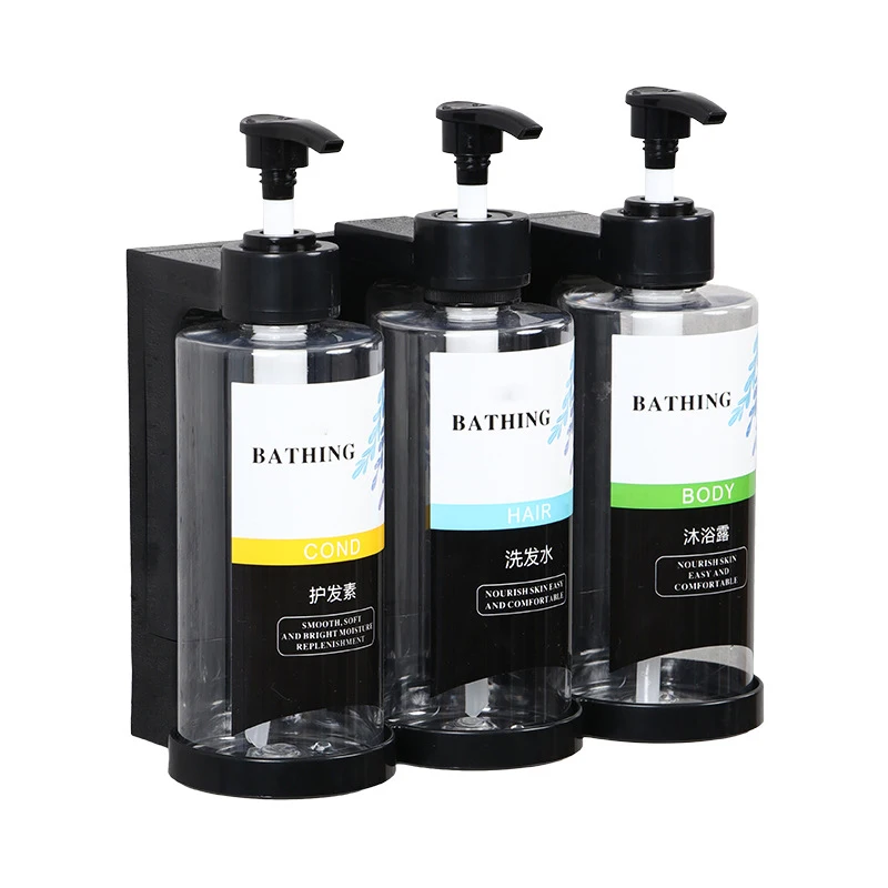 

Hotel Shampoo and Shower Gel Separate Bottles Wall Mounted No Punching Hand Sanitizer Boxes Wall Mounted Manual Soap Dispensers