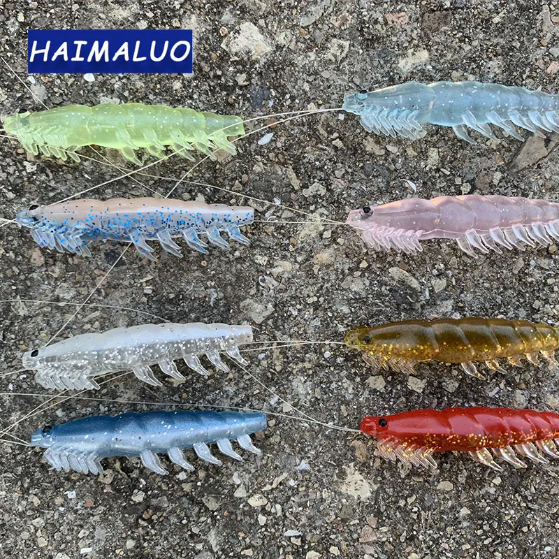 Haimaluo isca de silicone macio, mordendo camarão carpa baixo, isca de pesca de pique gambas gambita isca, minhoca do mar swimbait rockfishing