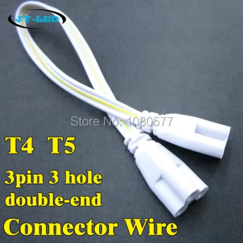 20pcs/lot 3 Pin 300mm T4 T5 LED Tube Connector Cable Wire Double-end For T4 T5 T8 Led Lamp Lighting Connecting