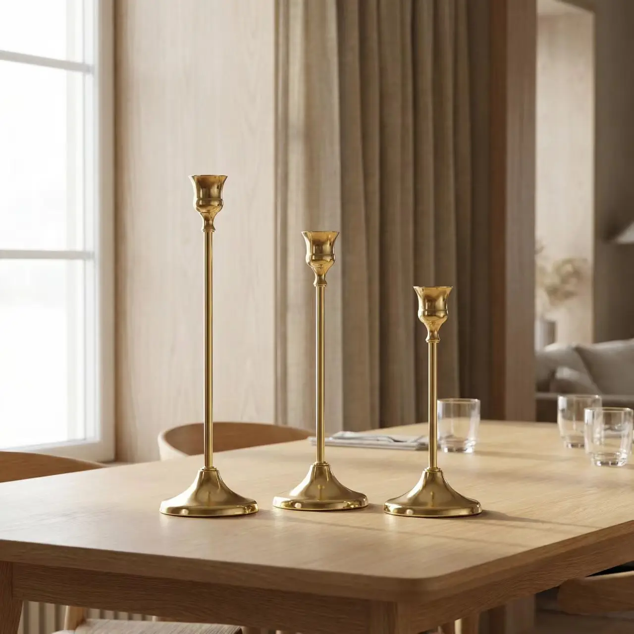 Gold Metal Candle Holder Set - 3 Piece 5