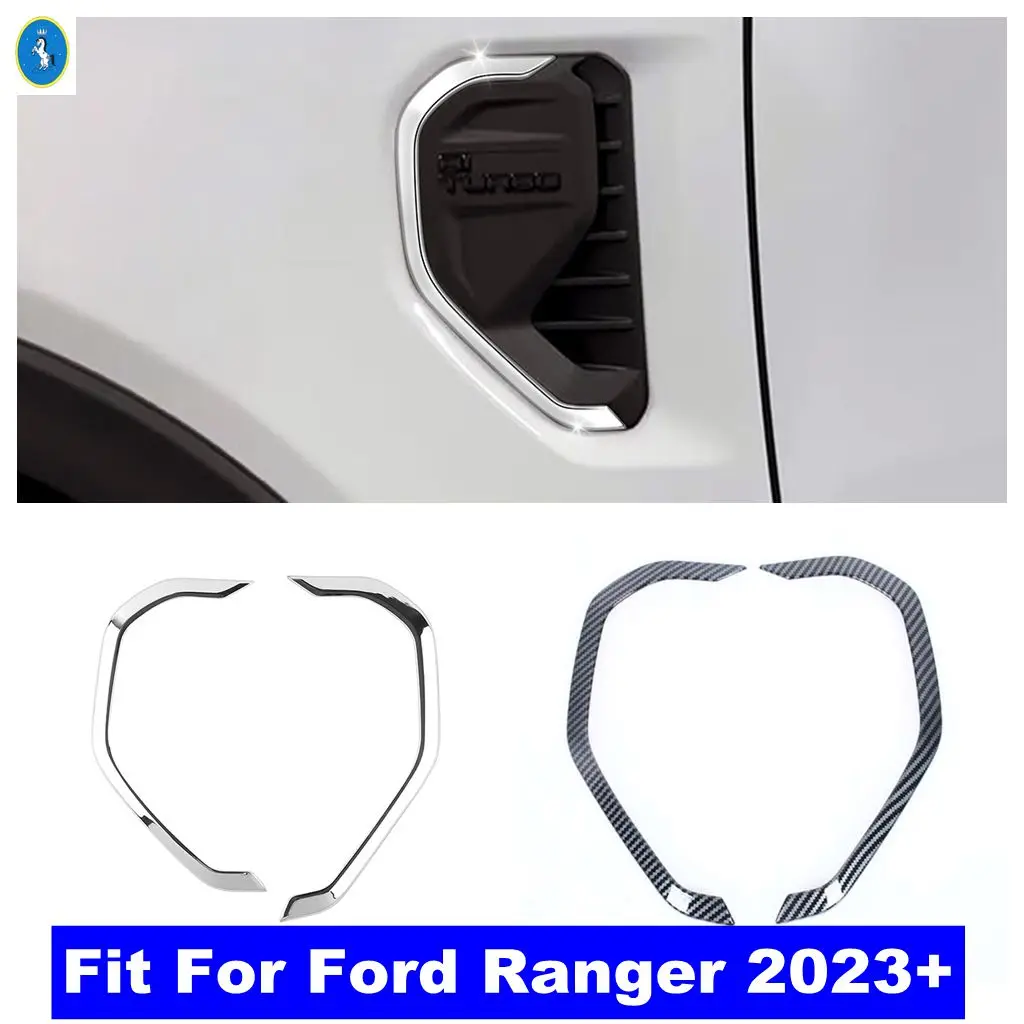 

Car Side Body Vent Cover Stripes Trim Decoration For Ford Ranger 2023 2024 Chrome / Carbon Fiber ABS Accessories Exterior Kit