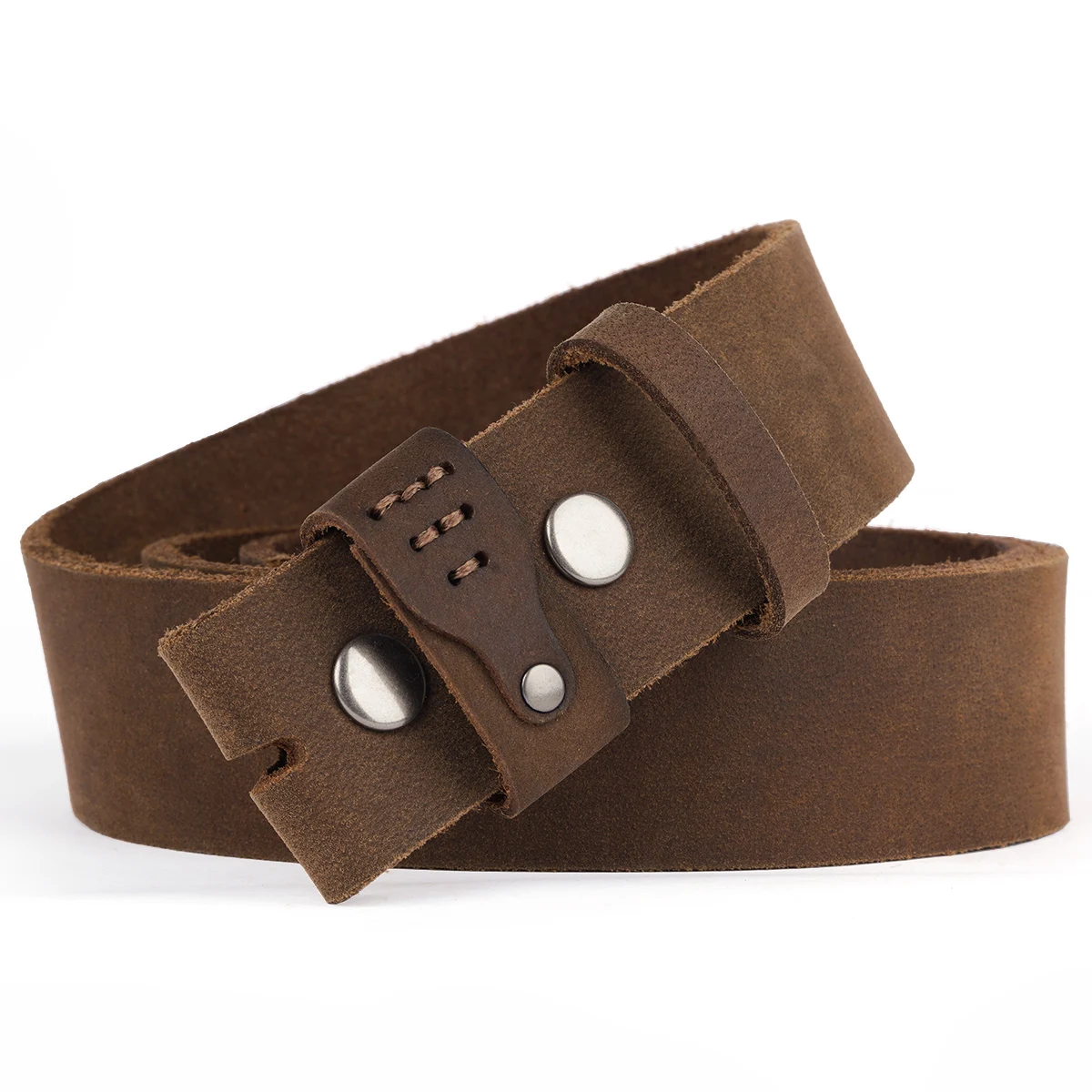 Retro 3.8cm Width Top Layer Cowhide Belt Without Buckle Comfortable Durable High-quality No Buckle Belt For Men Daily Use