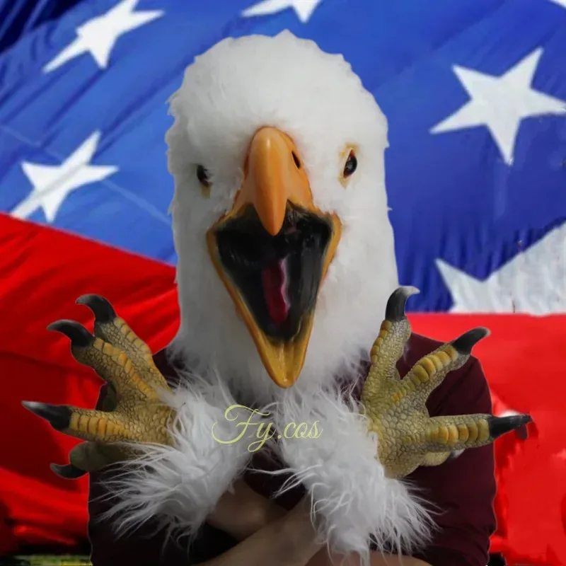 2026 Furri Raptor Mask Men Halloween Costume Mascara Latex Full Face Cosplay Rave Animal Head Cover Bird Eagle Adult Woman Disgu view 2
