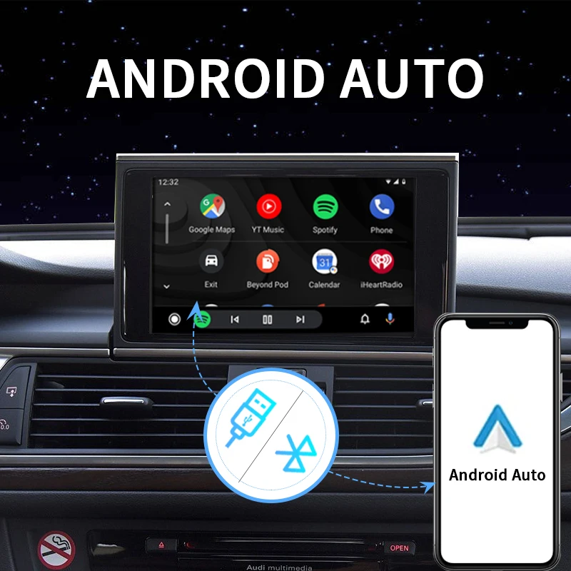 Sinairyu Wireless Auto Smart Box For Audi A6 A7 S6 S7 RMC 2011-2018 Support Carplay Android Auto Connect Mirrorlink AHD Camera