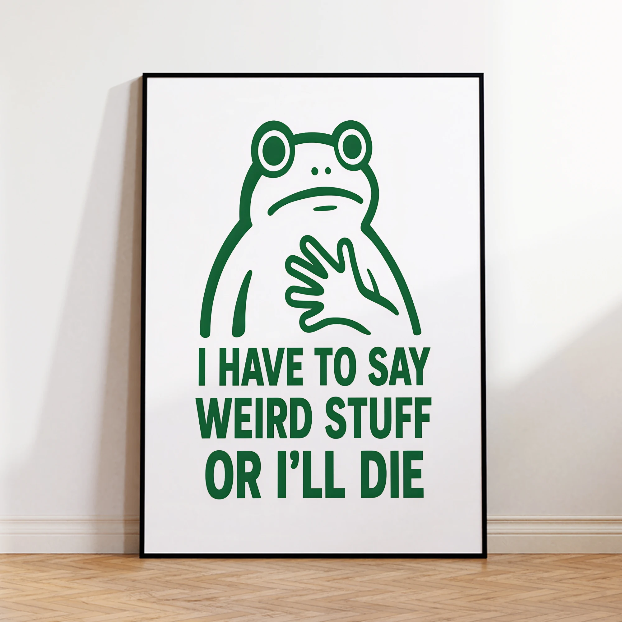 Retro lustiges Frosch-Meme, Tuschegemälde, Wandkunst, Drucke auf Leinwand, Poster, Bild für Wohnzimmer, Schlafzimmer, Esszimmer, Heimdekoration, Geschenk