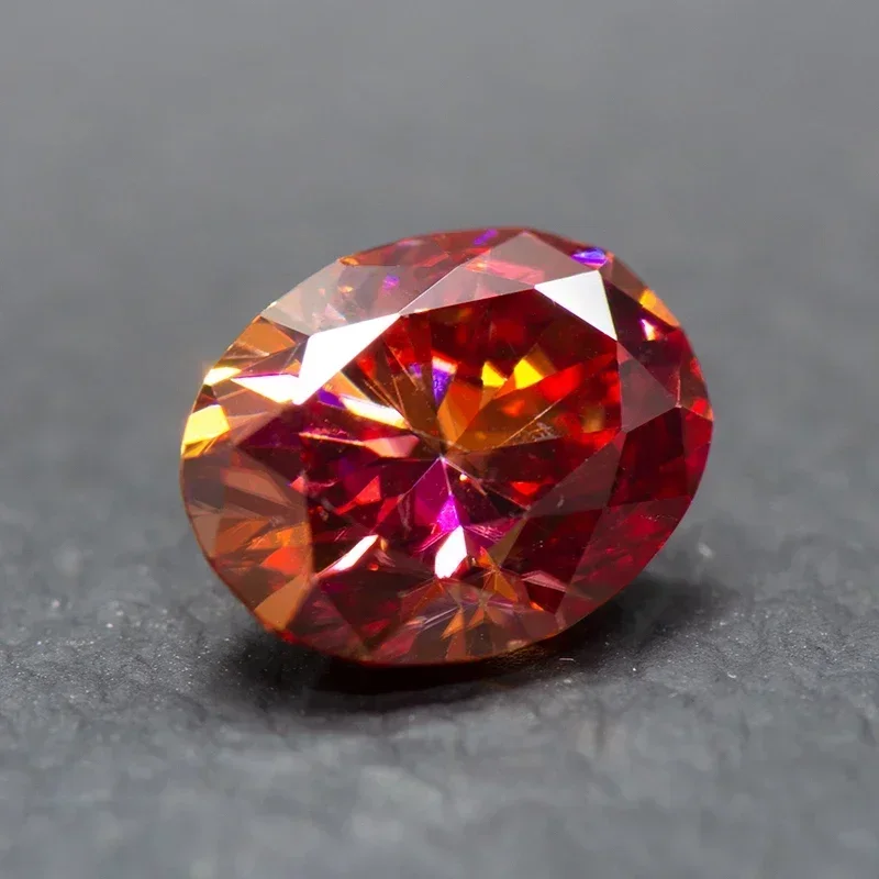 Pierre de moissanite rouge neutre d'eau, coupe nar, pierre précieuse créée en laboratoire, bijoux en diamant, matériaux exécutifs avec certificat GRA