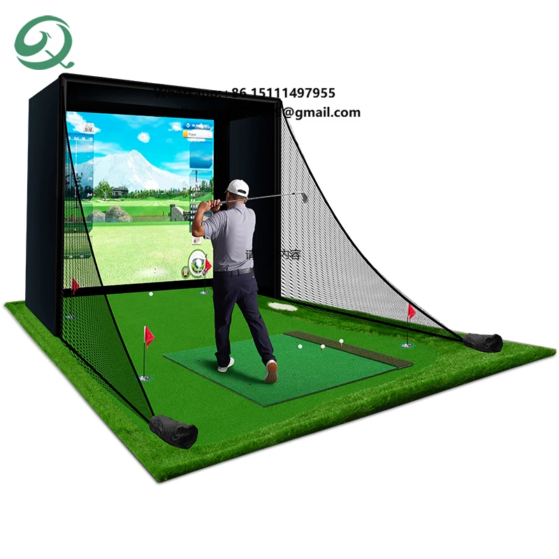 Factory Price Professional Grade Golf Simulator Enclosure Indoor Golf Training Cage Simulator Screen Golf Practice Hitting Net