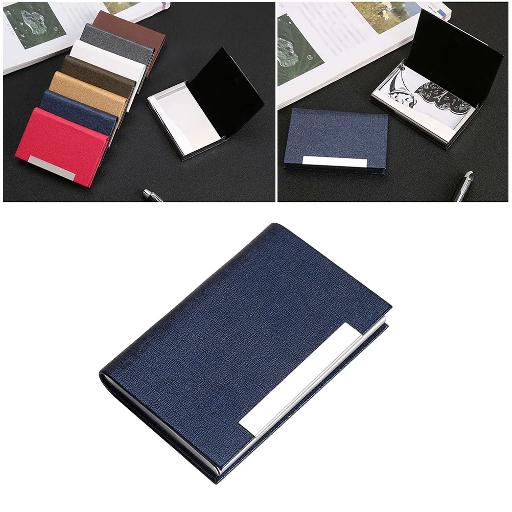 

Blue Stainless Steel PU Business Card Case Practical Storage for Ids Credits Elegant Customizable Gift