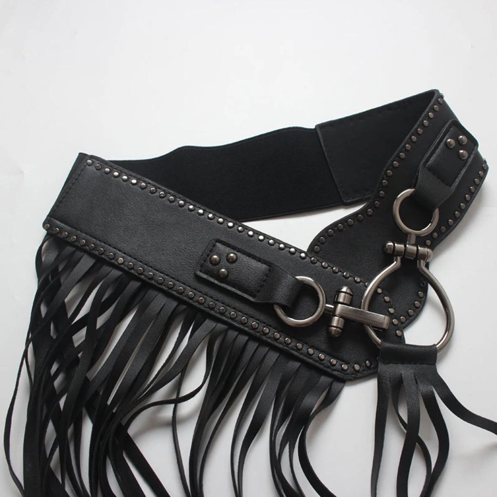 

Punk Style Tassel Skirt Black Size L 68-75Cm Waist Adjustable Wide Belt For Party Cosplay Bar Masquerade Costume Punk