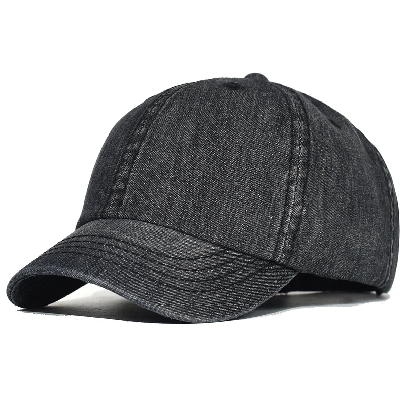 Short Brim Denim Baseball Cap Men Women Fashion Dad Hat Casual Adjustable Trucker Style Low Profile