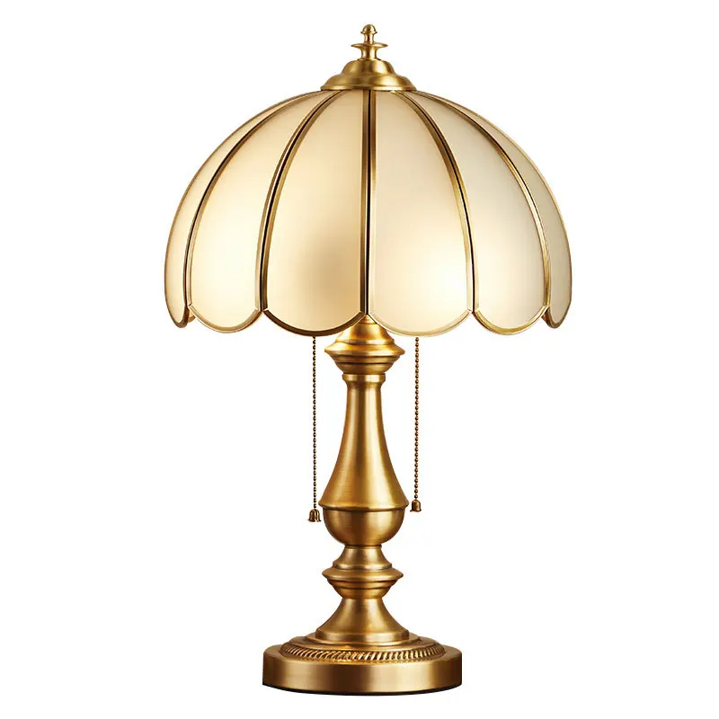 

European luxury all-copper desk lamp Bedroom bedside lamp Living room Study dimming American retro modern warm and creative lamp