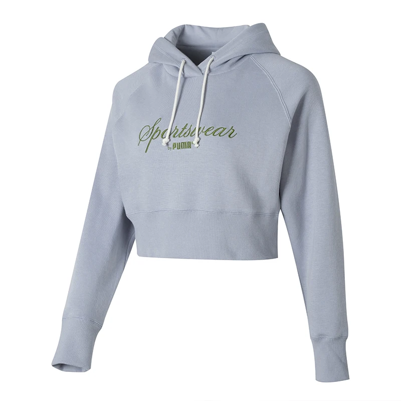

Puma Women's Classics+ Relaxed Cropped Sweatshirt Sportswear Running Fitness Training Top Fashion Hooded Sweatshirt Casual Pullover 626044-63