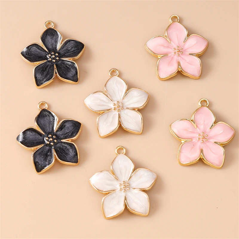 

20pcs 25x27mm Cute Enamel Flower Charms Pendants for Jewelry Making Drop Earrings Necklaces Bracelets DIY Crafts Accessories