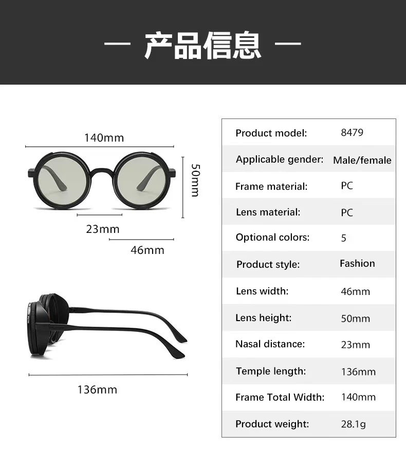 Vintage Polarisierte Verstellbare Dimmbare Runde Sonnenbrille für Herren 2026 Luxusmarke Steampunk Sonnenbrille Outdoor Anglerbrille – Detail 3