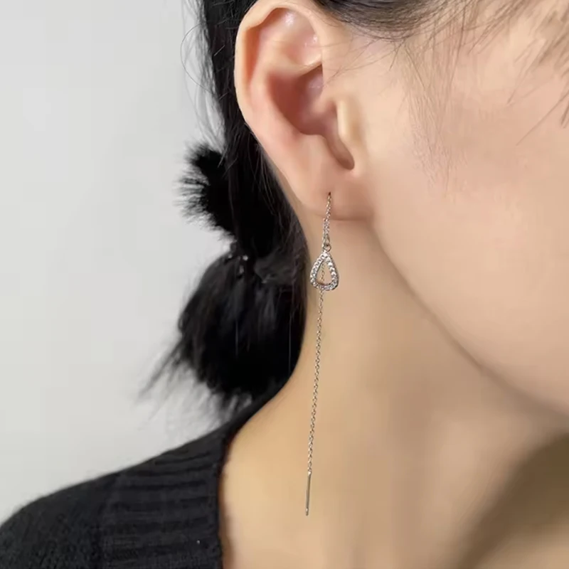 

Exquisite Drop Ear Line Long Hanging Earrings For Women Zircon Long Tassel Piercing Earing Accessories Fashion Jewelry Wholesale
