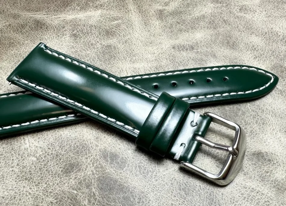 Handmade Dermis Black Premium Strap 18mm 19mm 20mm 21mm 22mm Belt Wrist Band Green Real Leather Replace Watchband Watch Chain