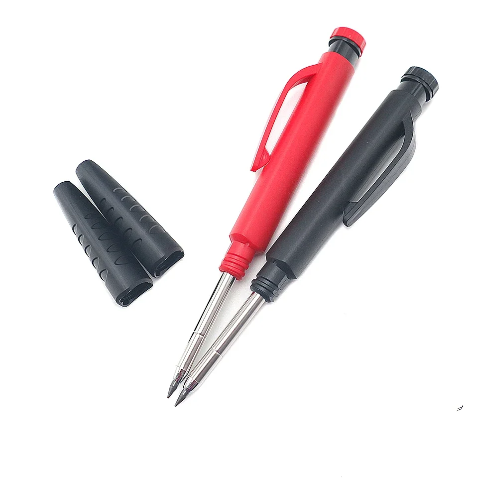 Deep Hole Mechanical Pencil 2.8mm Woodworking Pencils Built-in Sharpener Multifunctional Carpenter Pencils Set with 6 Refills