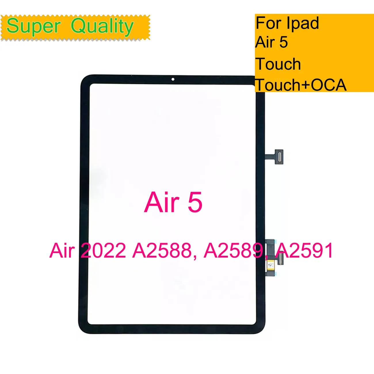 10Pcs/Lot For Apple iPad Air 5 5th Touch Screen Panel Digitizer Front Outer Glass Lens For Ipad Air 2022 Touch Sensor With OCA