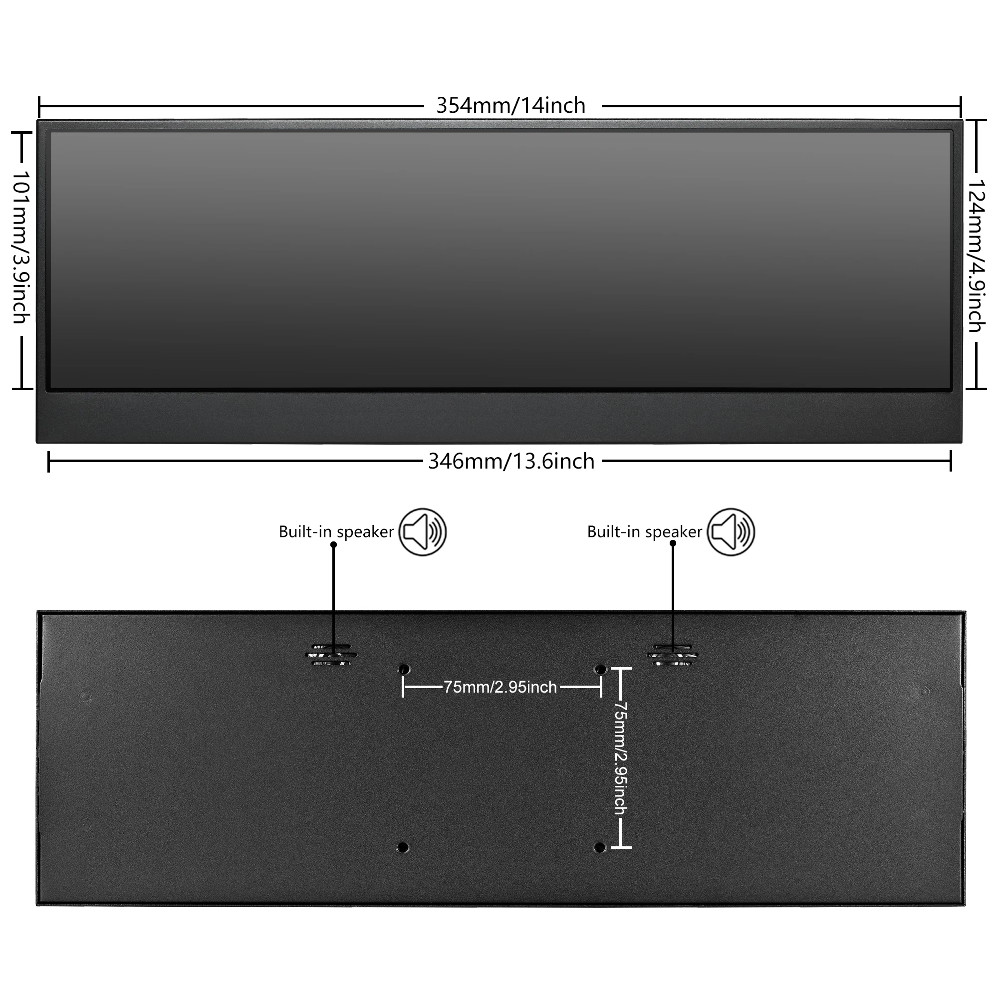 Imagem -05 - Wisecoco 14 Polegada 4k Uhd 3840x1100 Esticada Bar Monitor Ips Tela Cpu Gpu Monitoramento Display Hdmi para pc Laptop Ps4 Aida64