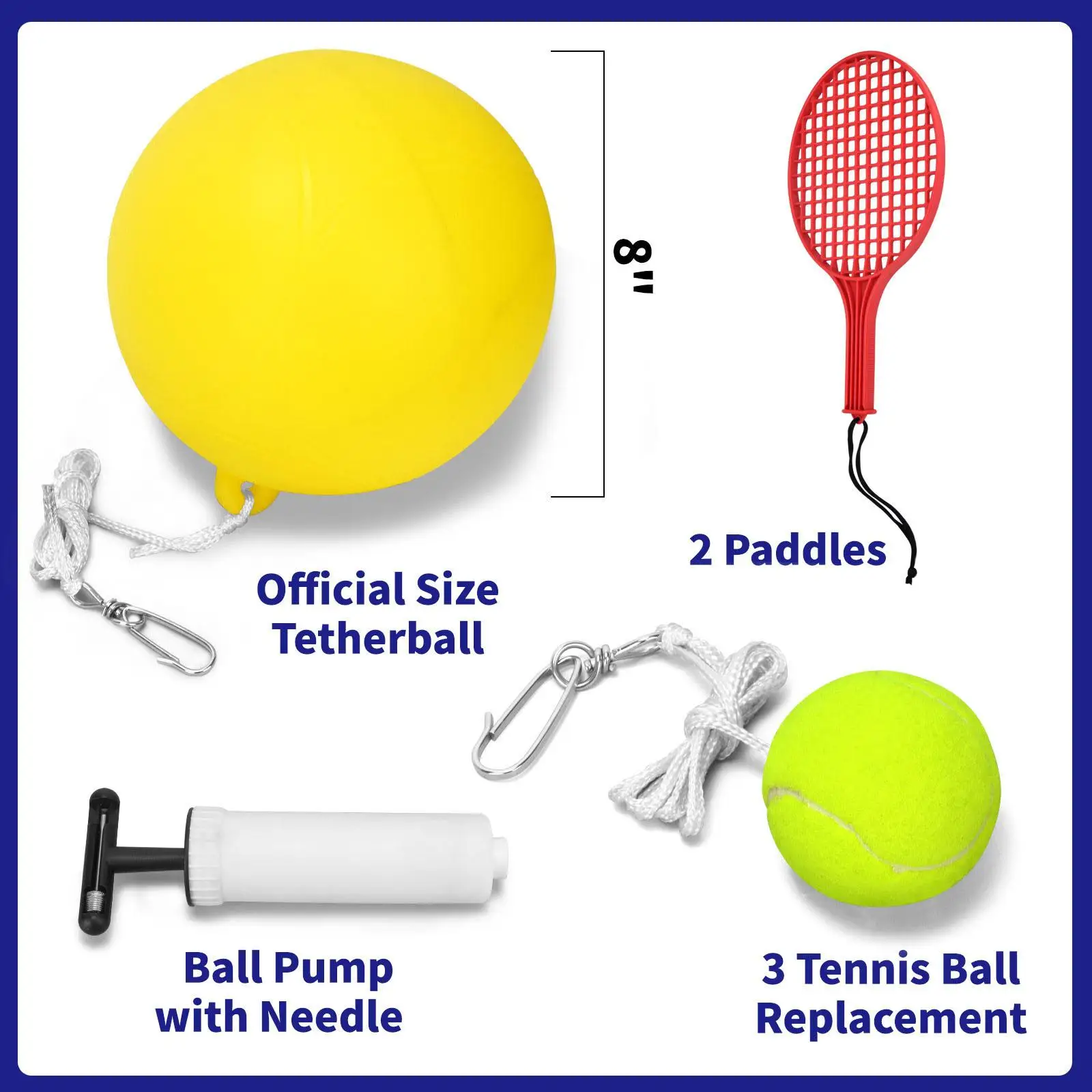 

Tetherball Tennis Set Tennis Training Device with Pole Portable 2 Rackets Ball with Practice Rebounder for Park