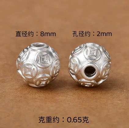 

999 real silver beads round pure silver beads diy handstrings 8mm 10mm 12mm