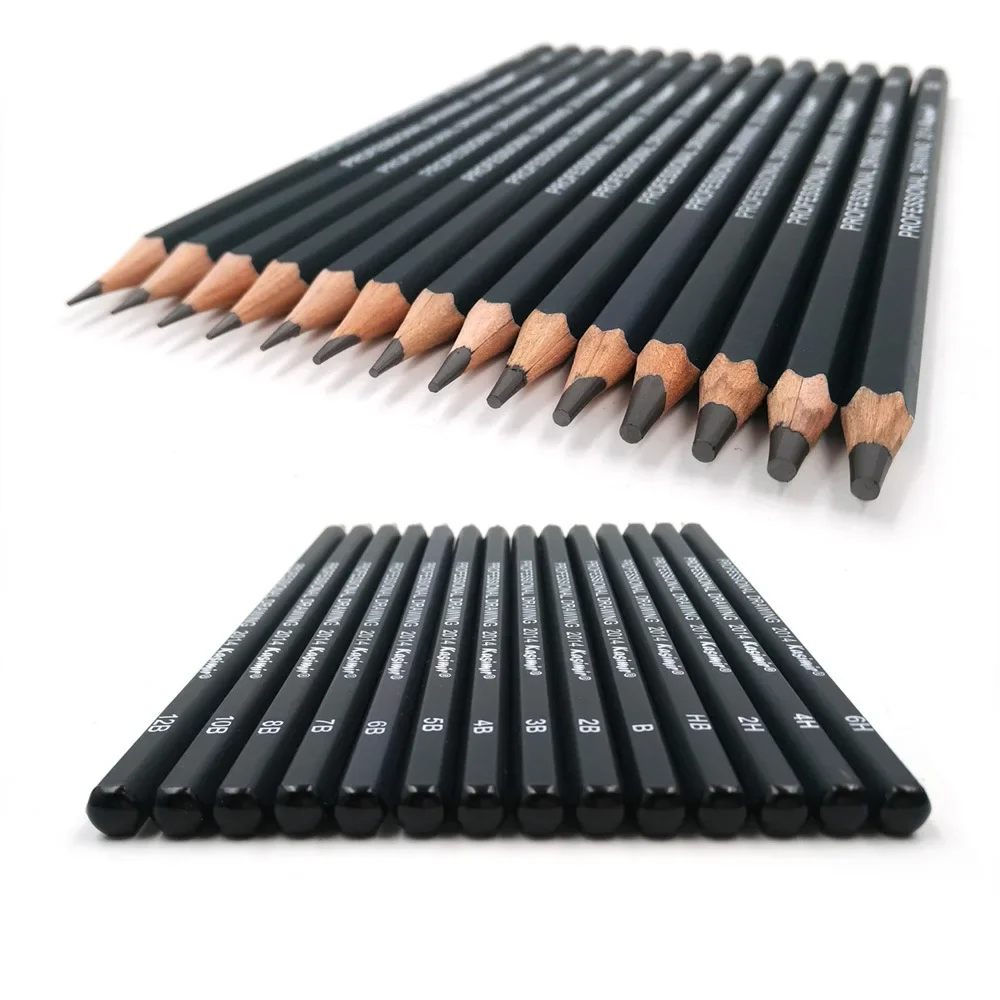 14Pcs/Set Drawing Pencil Set Wooden Professional Art Supplies Hard/Medium/Soft Sketch Charcoal Pencils