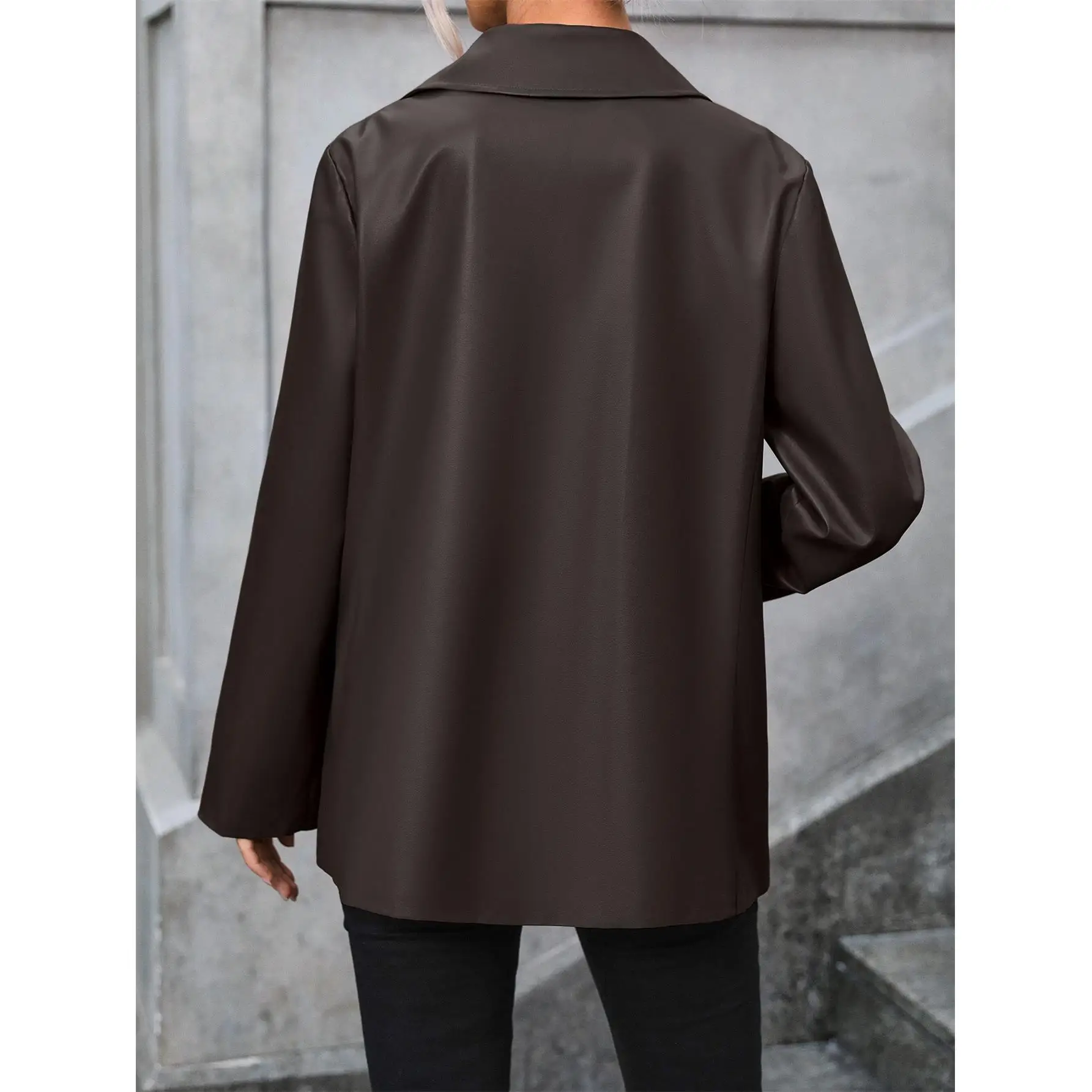 

Women's Wind-driven Motorcycle Leather Jaet Single Suit Long Sve Winter Coat Regular Fit for Middle-aged Ladies