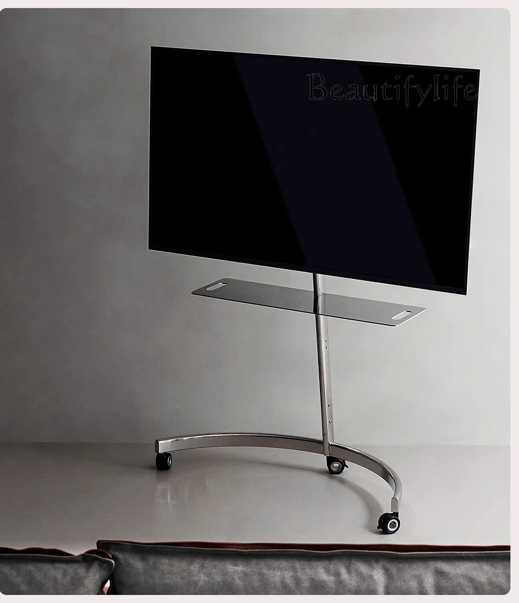 رف تلفزيون متحرك من الفولاذ المقاوم للصدأ حامل تلفزيون لغرفة المعيشة وغرفة النوم رف تلفزيون عالمي