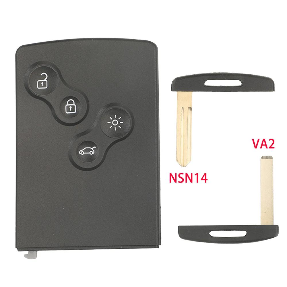 

jingyuqin Car Remote Smart Key Case Shell 4 Buttons For Renault Laguna Koleos Megane Uncut VA2/NSN14 Blade fob Replacement