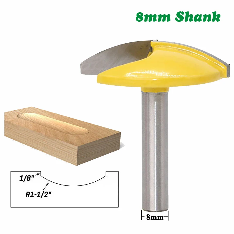 1PC 8MM Shank Milling Cutter Wood Carving Small Bowl Flat Bottom Knife Milling Cutter Wood 1-3/4