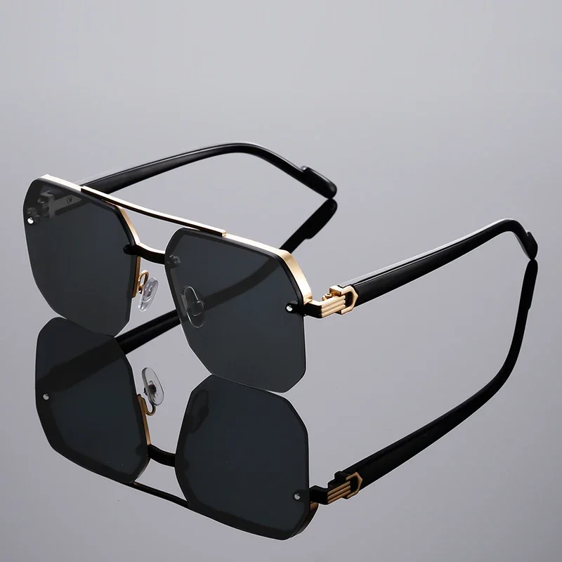Fashion Square Semi-rimless Sunglasses Men Fashion Vintage Gradient Casual Shades Luxury Brand Design Outdoor Sun Glasses image 4
