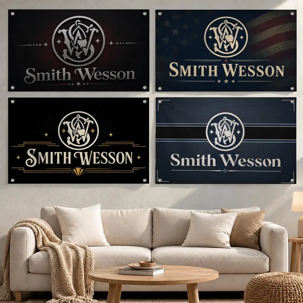 Brand Smith & Wesson Flags Minimalist Fabric Banner Flags Garden Shop Bedroom Festival Birthday Wall Decor
