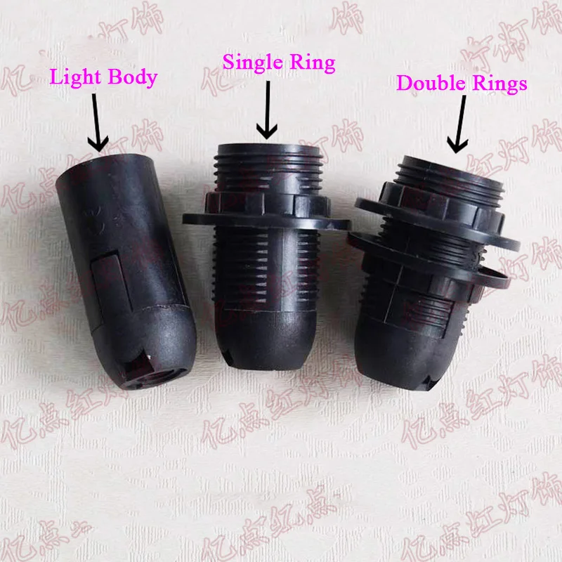 E14 E27 Black Screw Socket LED Double Rings Display Lamp Holder Single Ring Table Lamp Holder Light Body Advertising Lamp Holder