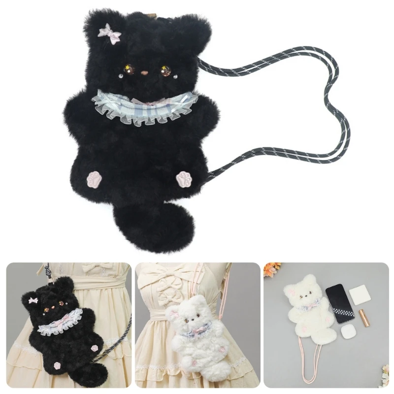 

R1WE Women Plush Crossbody Bag Trendy Small Shoulder Purses Cell Phones Wallet