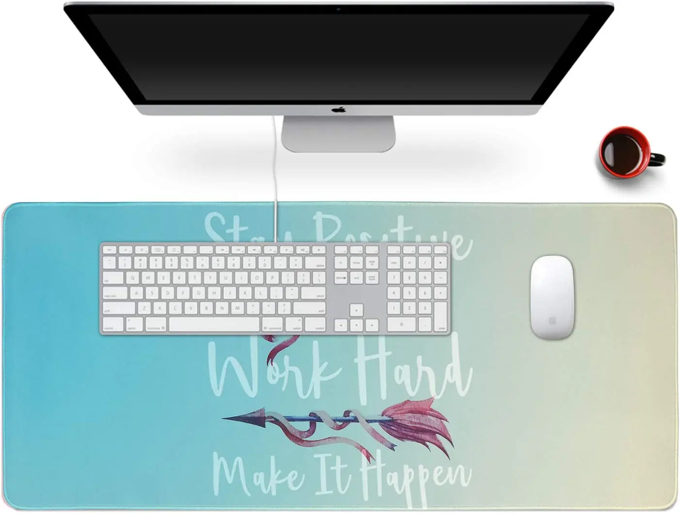 

Teal Gradient Desk Mat Extended XXL Keyboard Laptop Mousepad with Stitched Edges Non Slip Base Computer Desk Pad 35.4x15.7 Inch