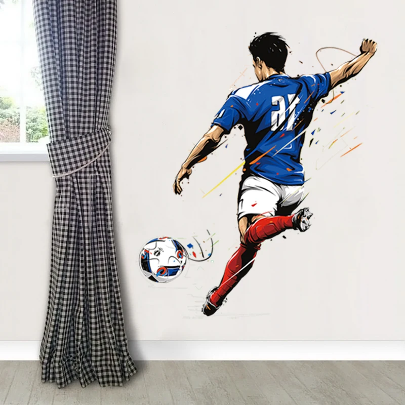 Football Wall Sticker Removable Vinyl Wall Soccer Decal Boys Room Kids Bedroom Living Room Decoration