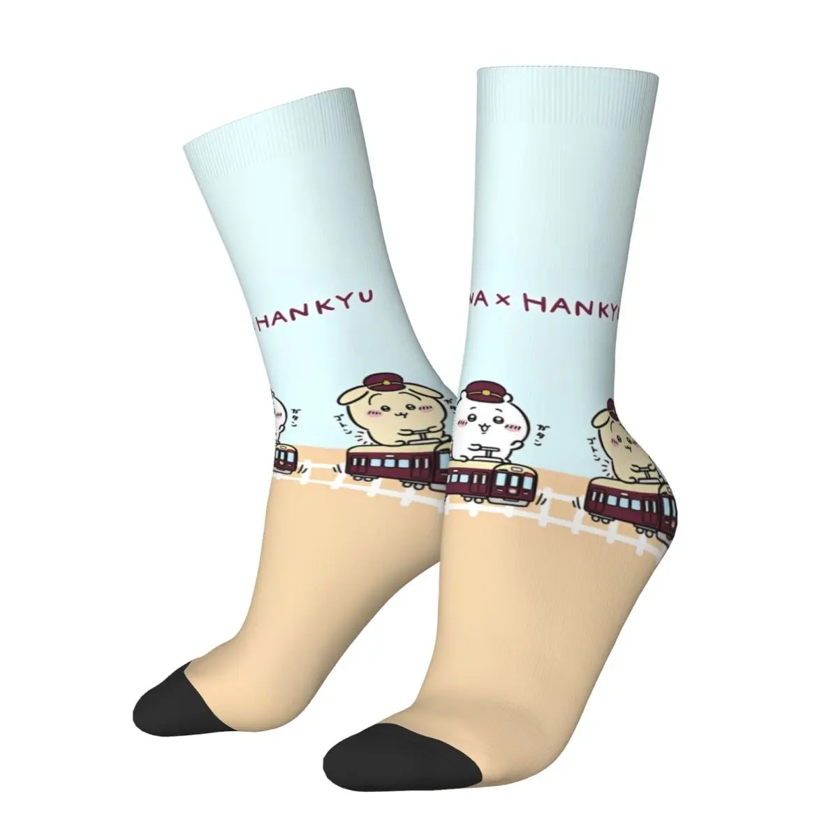 

Funny Chiikawa Cute Cartoon Basketball Socks Polyester Crew Socks for Women Men Breathable