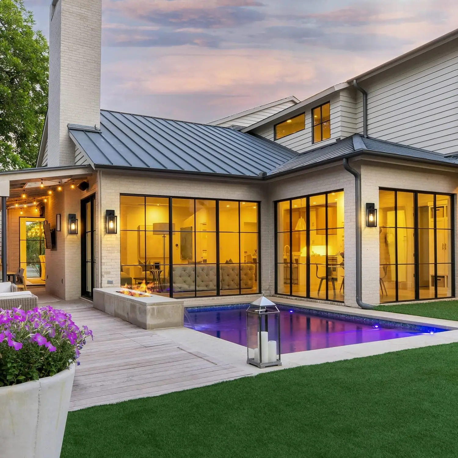 تركيبات إضاءة حائطية خارجية، فوانيس خارجية مقاومة للماء، شمعدانات الشرفة، إضاءة مثبتة على الحائط مع مقابس E26، عبوة من قطعتين #6