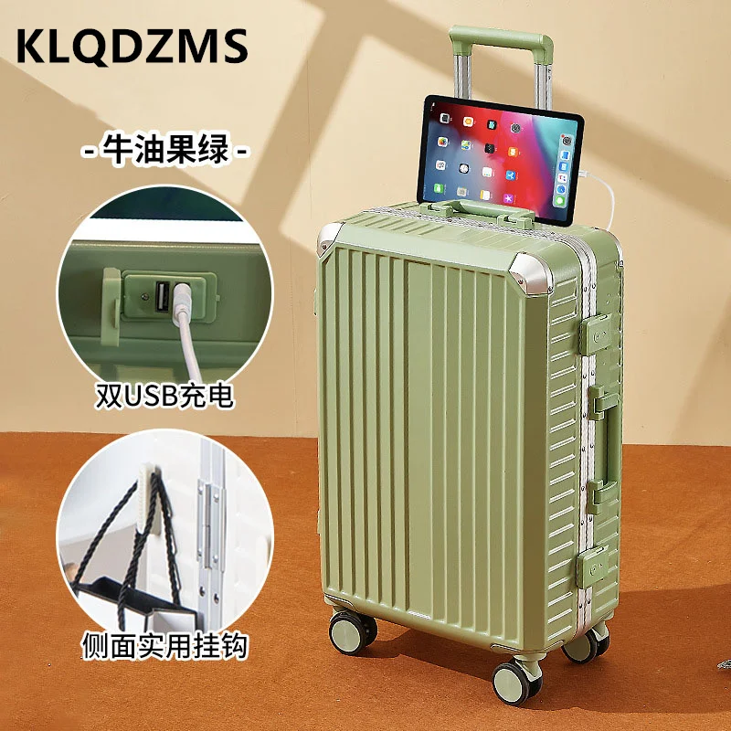 

KLQDZMS 20"22"24"26"28 Inch Suitcase Large Capacity Aluminum Frame Trolley Case Sturdy and Durable Boarding Box Rolling Luggage