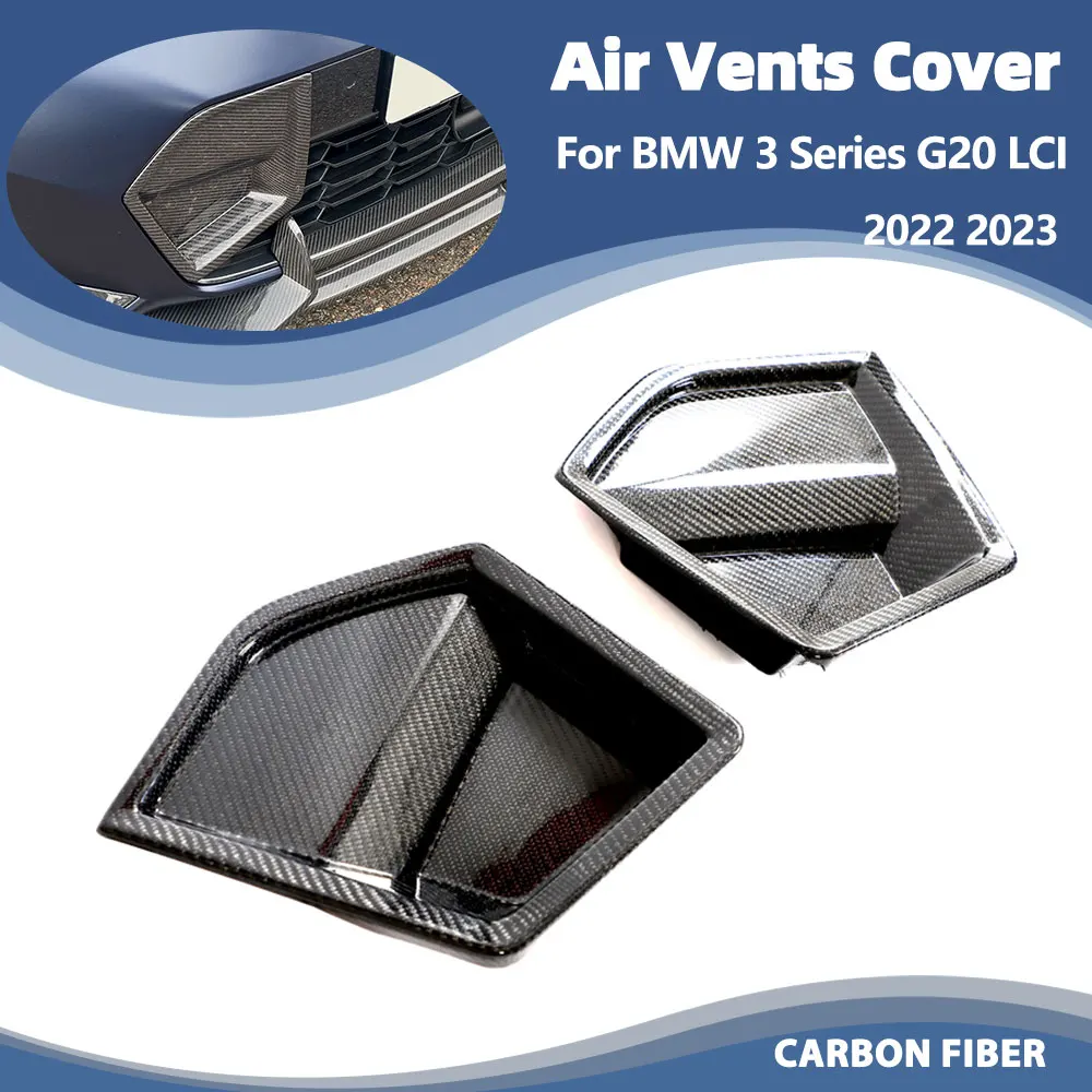 

Car Carbon Fiber Front Bumper Vents Cover Splitters for BMW 3 Series G20 LCI M Sport 2022 2023 Front Side Air Vents Cover