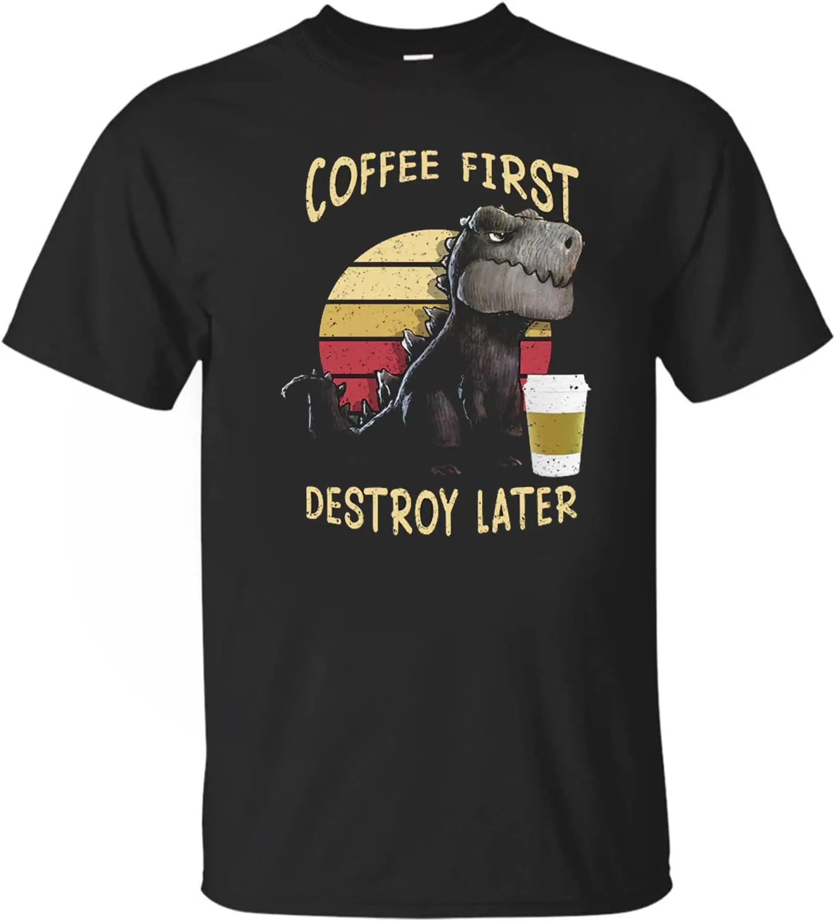 Vintage Kaffee zuerst zerstören  mit Kaffee T-Shirt Tees Y2K tops Unisex Summer Short Sleeve