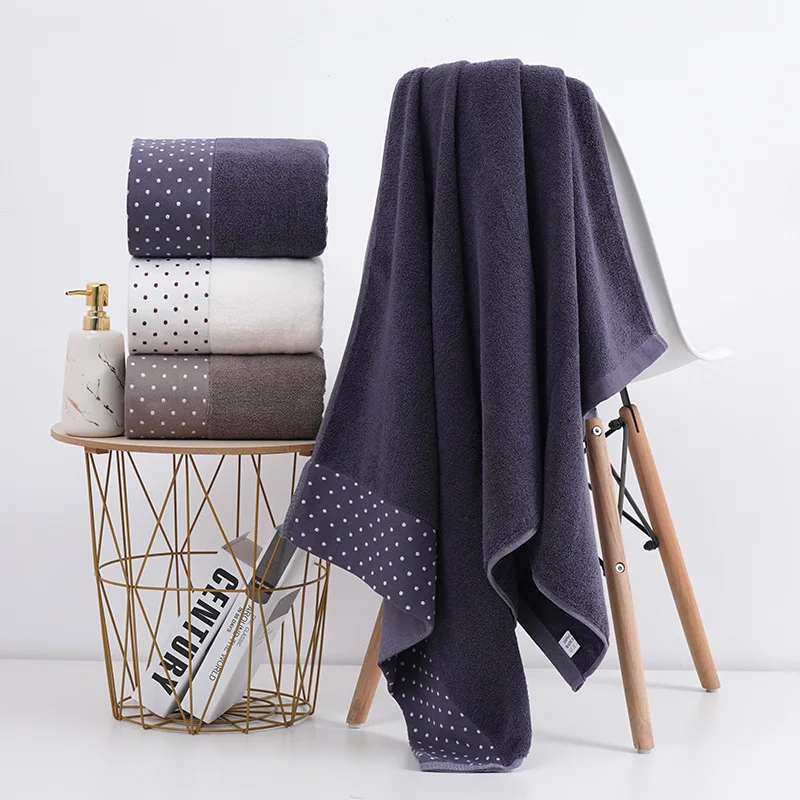 Grey Cotton Dots Large Bath Towel 70x140cm for Adults Beach Towel Absorbent Yoga Shower Towel Bathroom Wholesale Christmas Gift