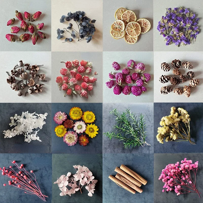 A Variety of Natural Dried Flower Aromatherapy Candle Materials Homemade DIY Wax Sheet Decoration Creative Handmade Materials