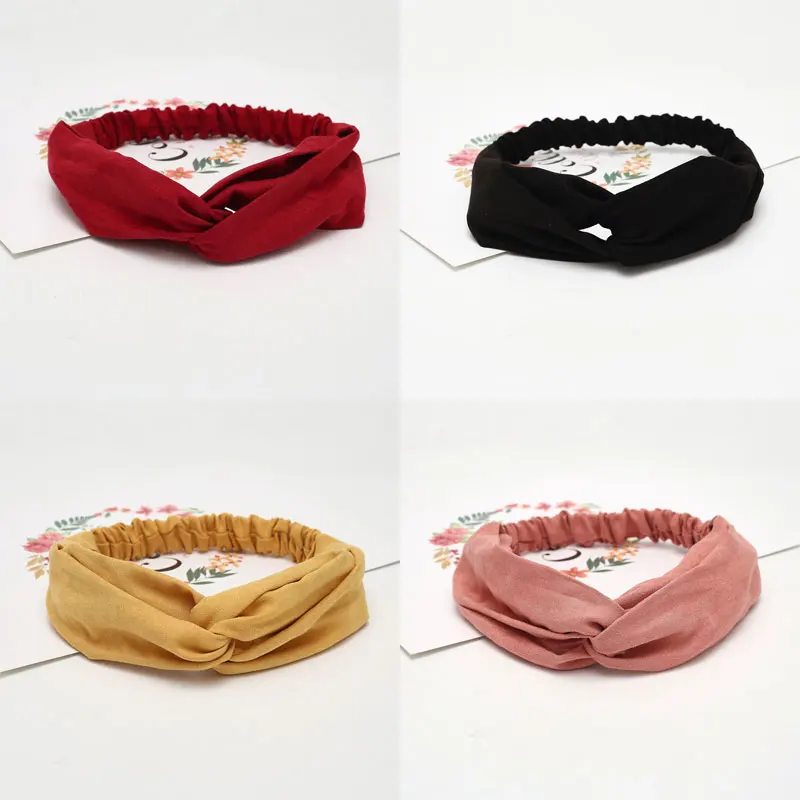 

Vintage Women Headband Cross Top Knot Elastic Hair Bands Soft Solid Color Girls Hairband Hair Twisted Knotted Headwrap